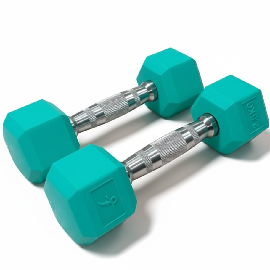 Aqua Green Hex Dumbbells - Signature Finish (Pairs)