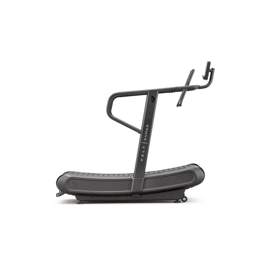 Black curved treadmill on a white background
