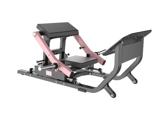 Black and pink freyja hip thrust gym machine on a white background