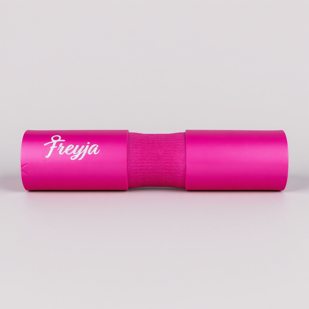 Pink freyja barbell bad on a white background
