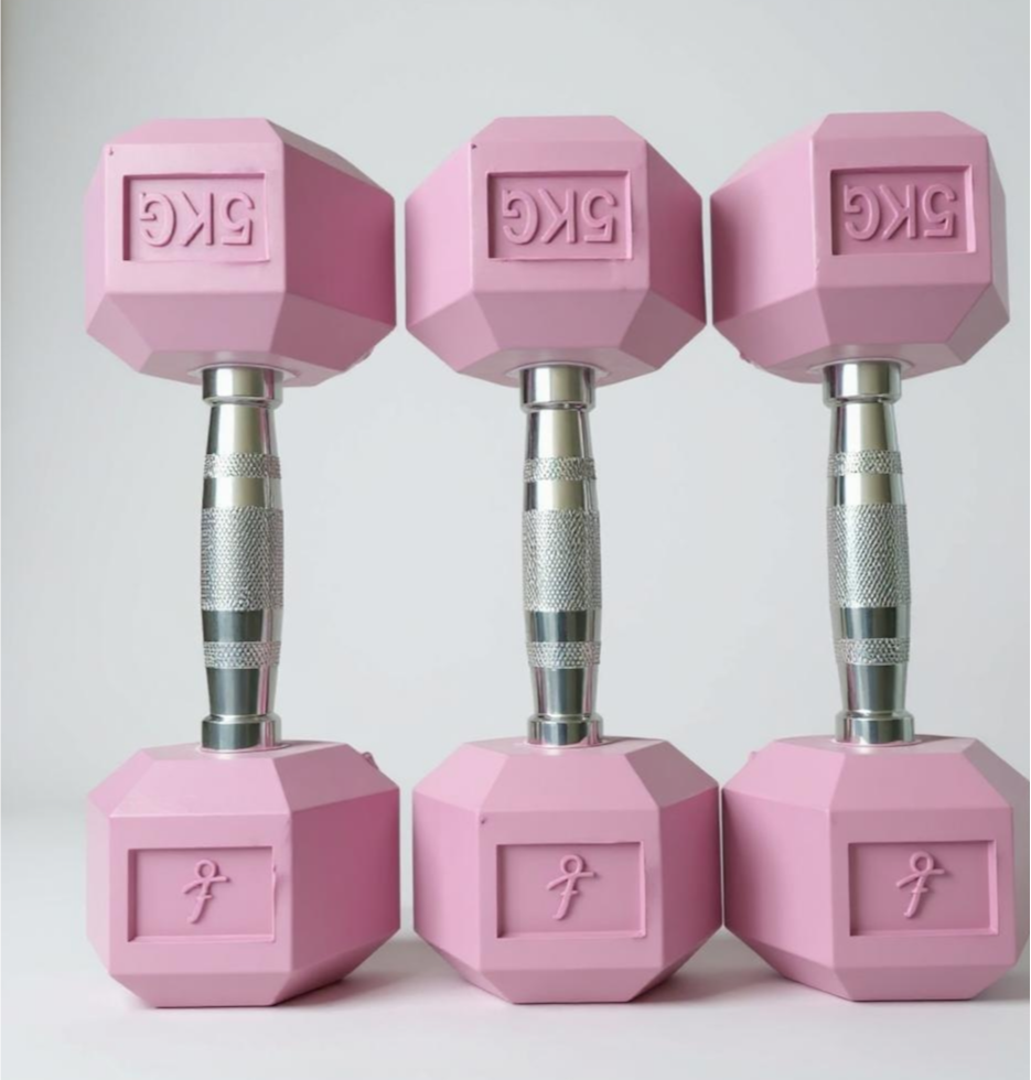 Light Pink Hex Dumbbells - Pairs