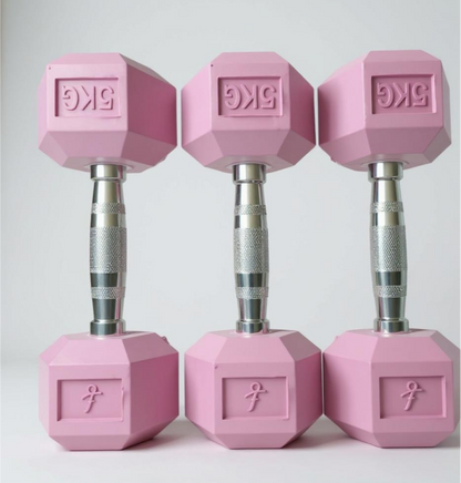 Light Pink Hex Dumbbells - Pairs