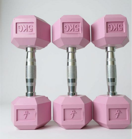 Light Pink Hex Dumbbells - Pairs