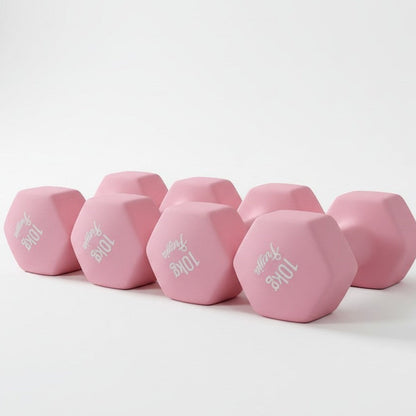Set of pink neoprene dumbbells 