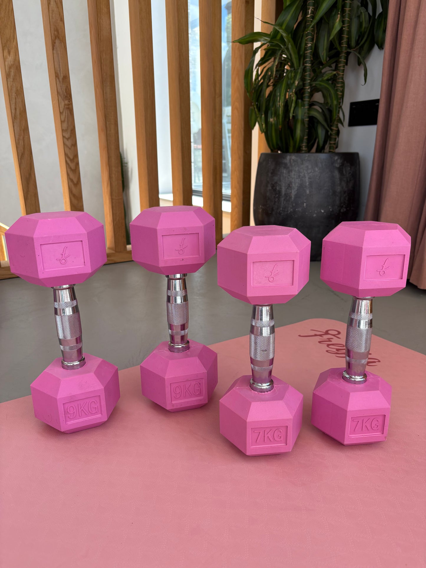 Pink Hex Dumbbell Sets - 4, 5, 6, 8 & 10 Pairs
