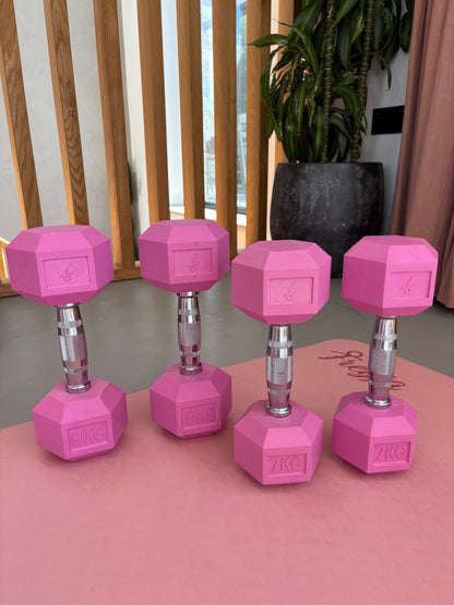 Pink Hex Dumbbell Sets - 4, 5, 6, 8 & 10 Pairs