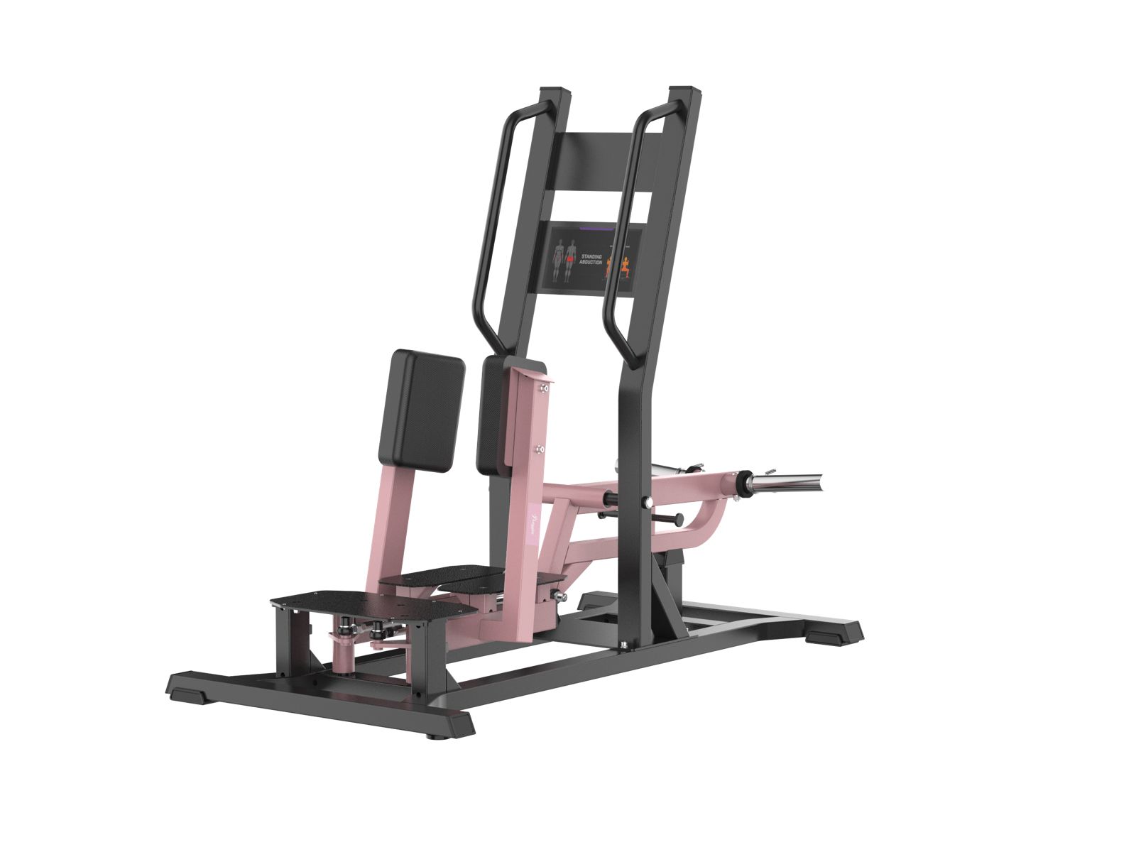Freyja standing abductor machine with pink and black frame on a white background