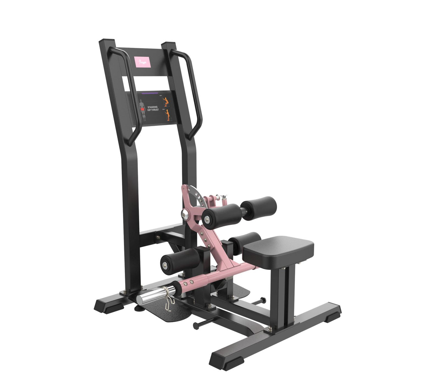 Freyja standing hip thrust machine with black and pink design on a white background