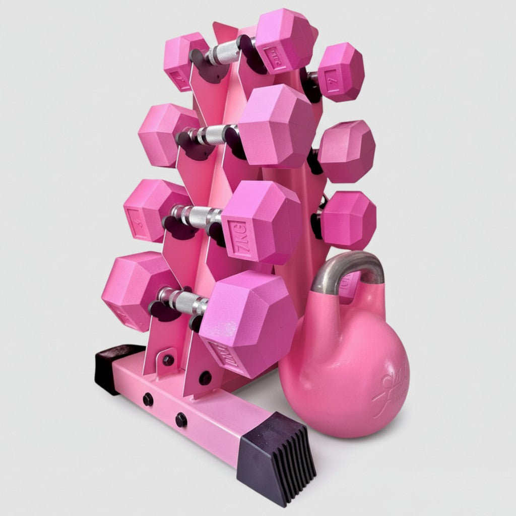 Pink Hex Dumbbell Sets - 4, 5, 6, 8 & 10 Pairs