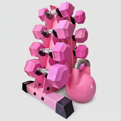 Pink Hex Dumbbell Sets - 4, 5, 6, 8 & 10 Pairs