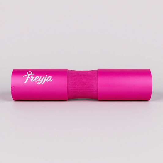 Pink freyja barbell bad on a white background