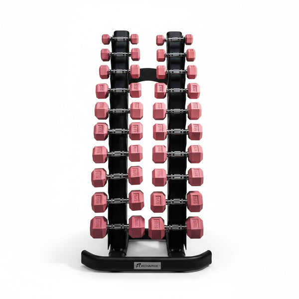 Pink Hex Dumbbell Studio Set - 1-10kg
