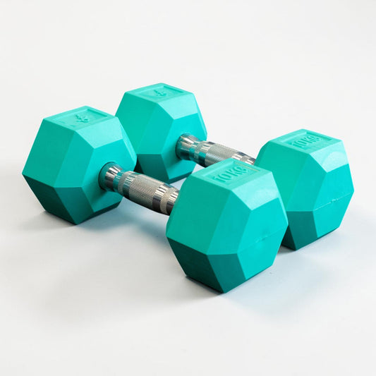 Aqua Green Hex Dumbbells - Signature Finish (Pairs)