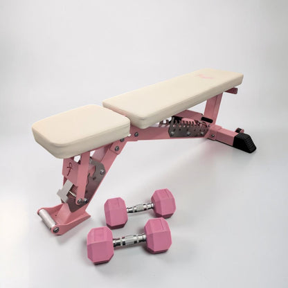 Pink & Cream Adjustable Weight Bench for Women