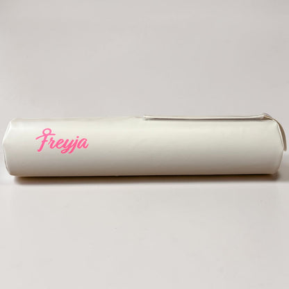 white barbell pad with freyja branding on 